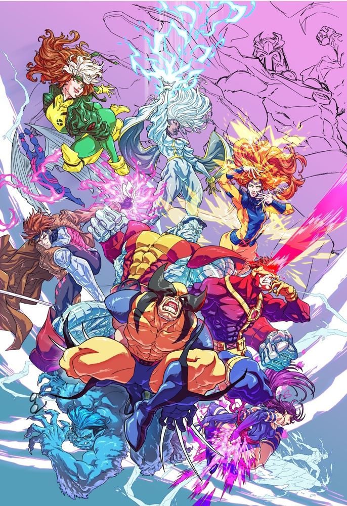 X-Men wip, most X-Men done, Magnus unfinished.