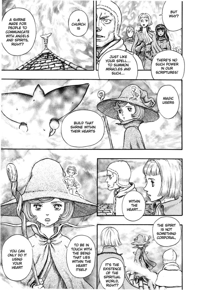 But why?
There's no such power in our scriptures!
Just like your spell... To summon miracles and such...

A church is
a shrine made for people to communicate with angels and spirits, right?
Magic users
build that shrine within their hearts

Within the heart...

The spirit is not something corporal,
It's the existence of the spiritual world, right?
To be in touch with the being that lies within the heart itself
You can only do it using your heart