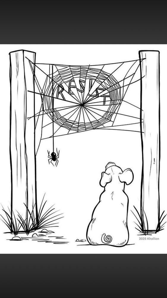 Charlotte's Web-type image with Pig looking up at the web where the spider has written, "RESIST"