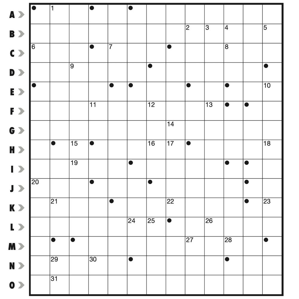 grid for the AVCX+ Trail Mix puzzle