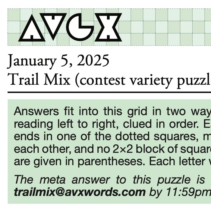 snippet of the AVCX+ Trail Mix puzzle pdf