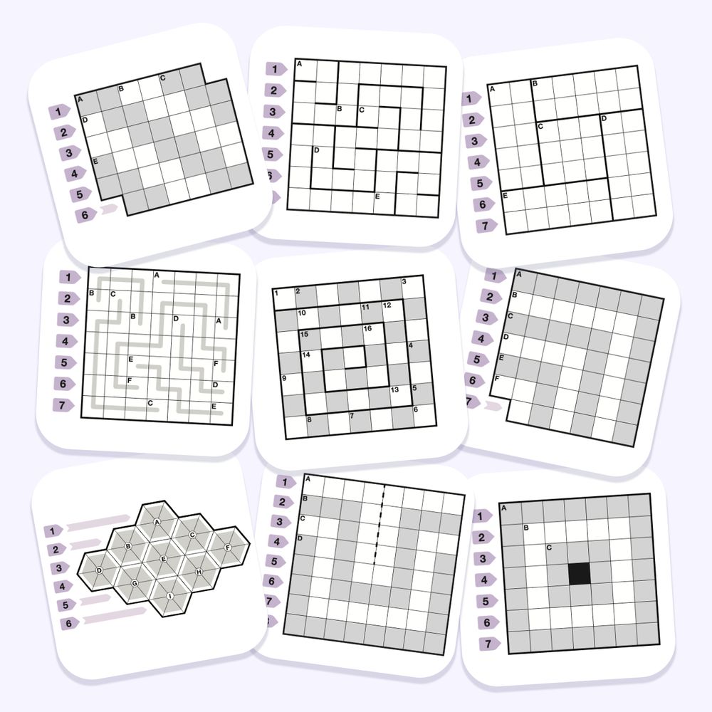 grids from "Fitting It All Together," a meta suite with variety mini puzzles
