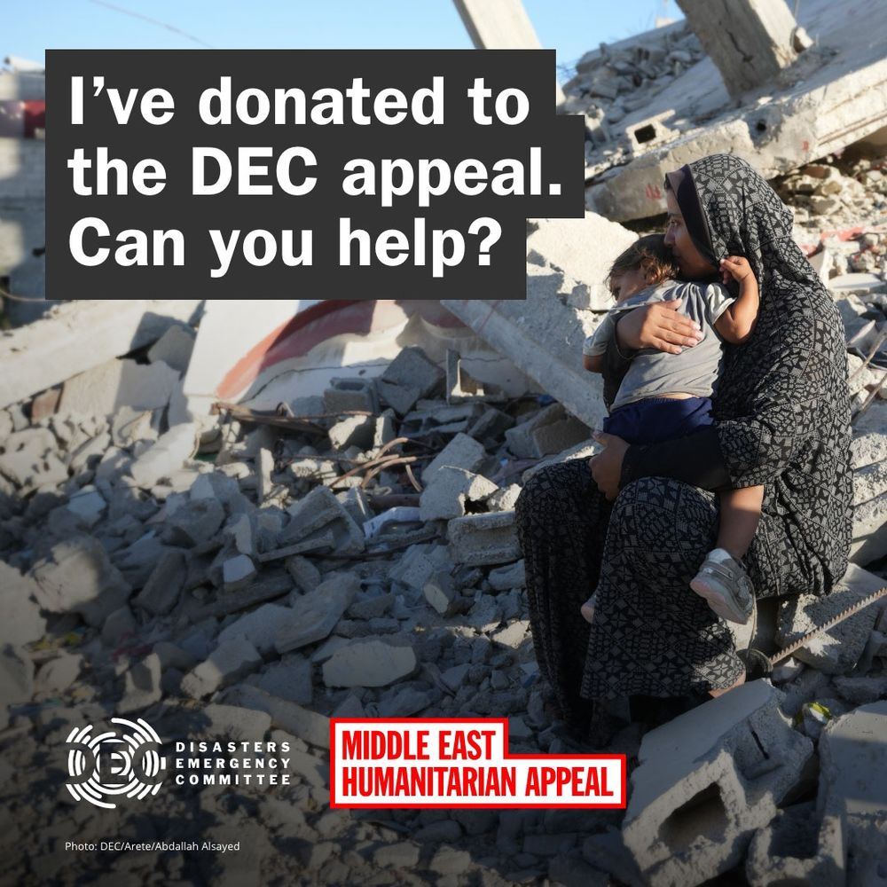 Picture of Gaza disaster with I've donated to the DEC appeal. Can you help?