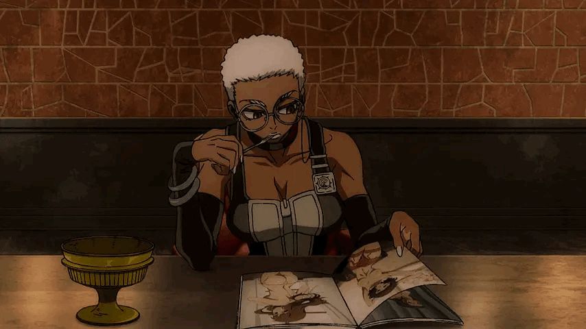 semiu grier from gachiakuta reading a "magazine"