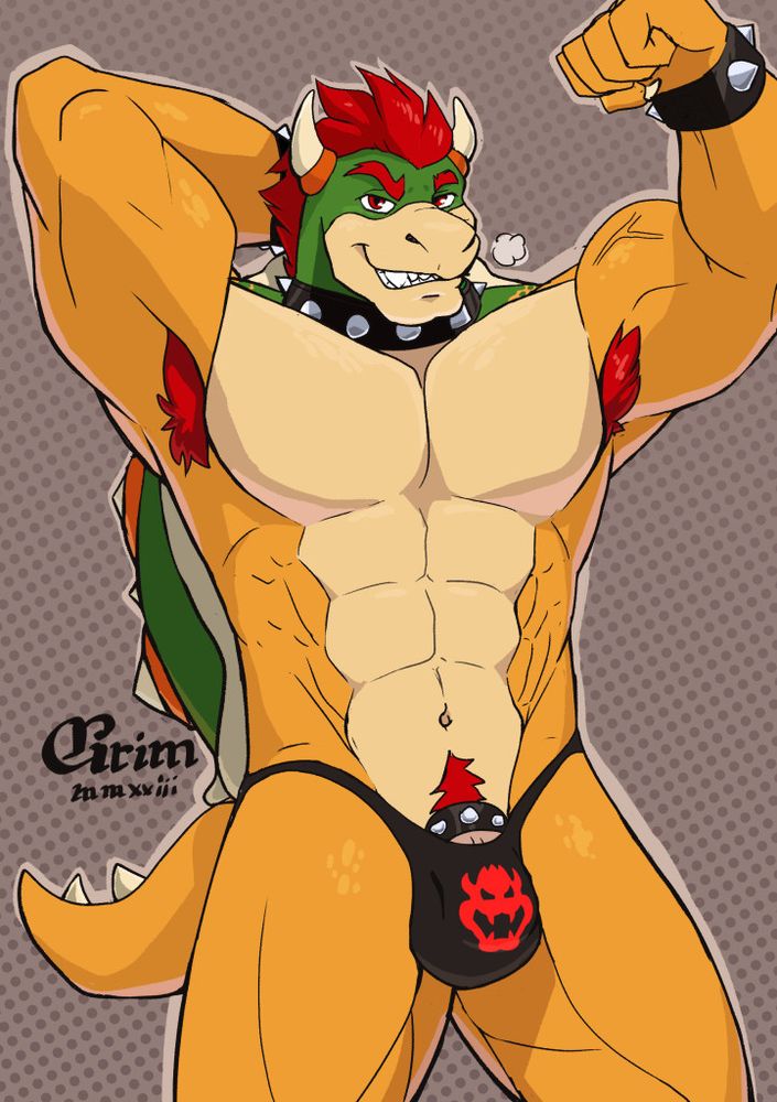 Adult fanart image of anthopomorphized Bowser from Mario Bros franchise