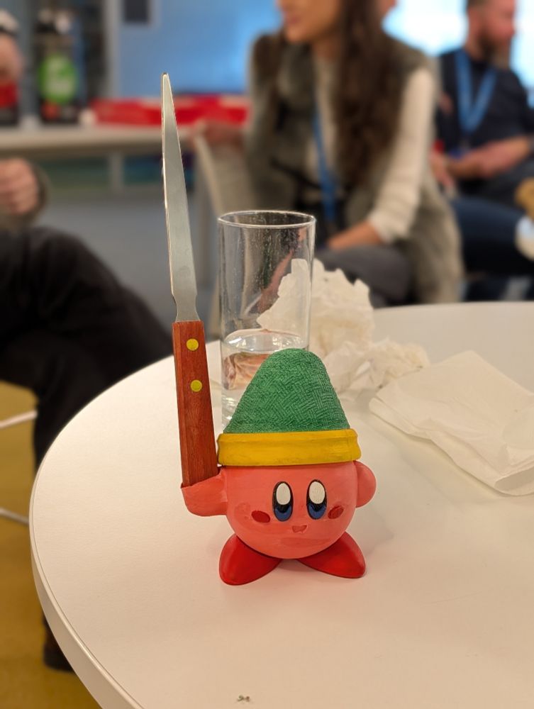 Kirby with a letter opener 