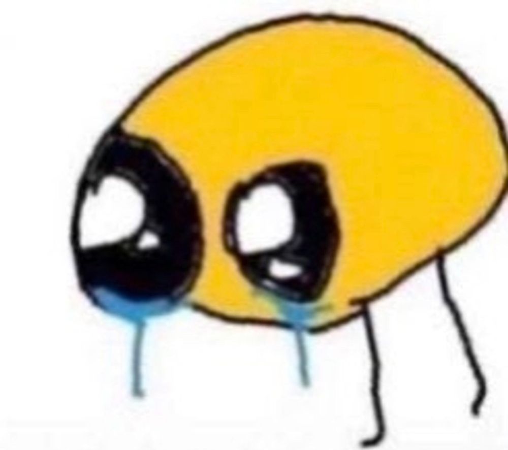 heulendes smiley es ist gemalt und hat beine so 2 striche