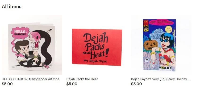 3 books by Dejah Payne that are available for sale in her Etsy shop.