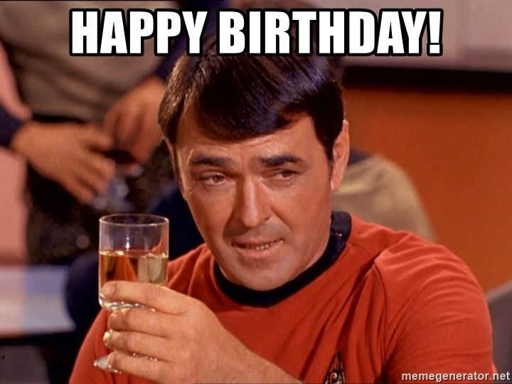 Scotty from Star Trek holding a glass of scotch. 
