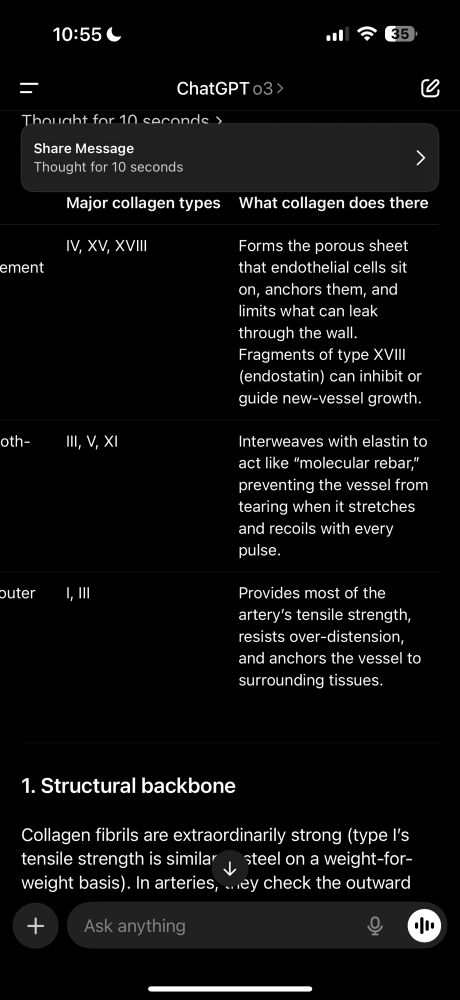 o3 collected info on collagen in the vascular system
