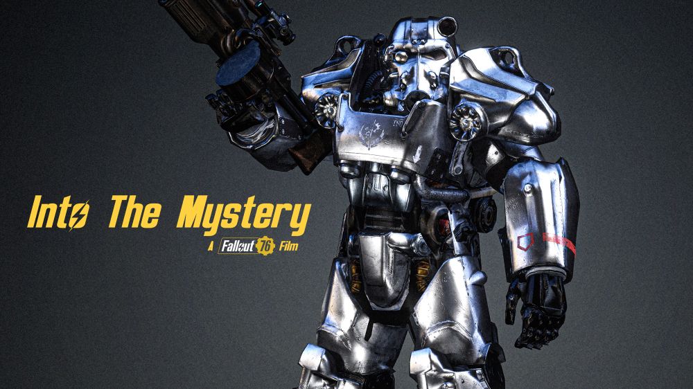 A Brotherhood of Steel soldier in power armor holding a huge machine gun