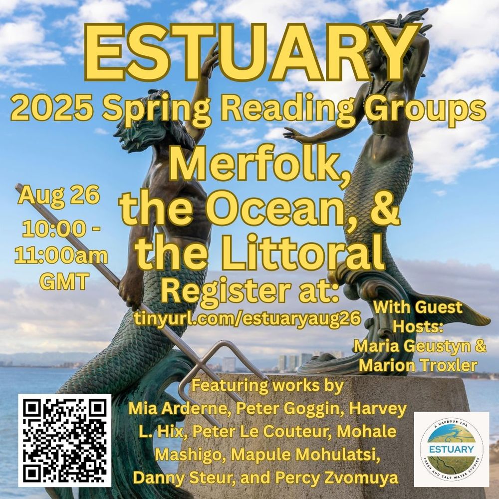Graphic shows a green water body surrounded by trees and grey rocks and earth. Text describes detail of environmental media workshop. Graphic also has registration link and QR code. ESTUARY logo is in the lower right-hand corner.