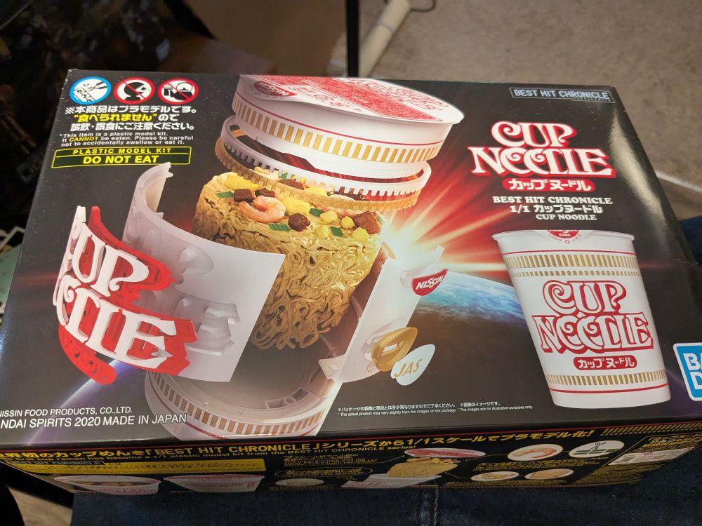 Image of the box containing the Cup Noodle model kit from Bandai.