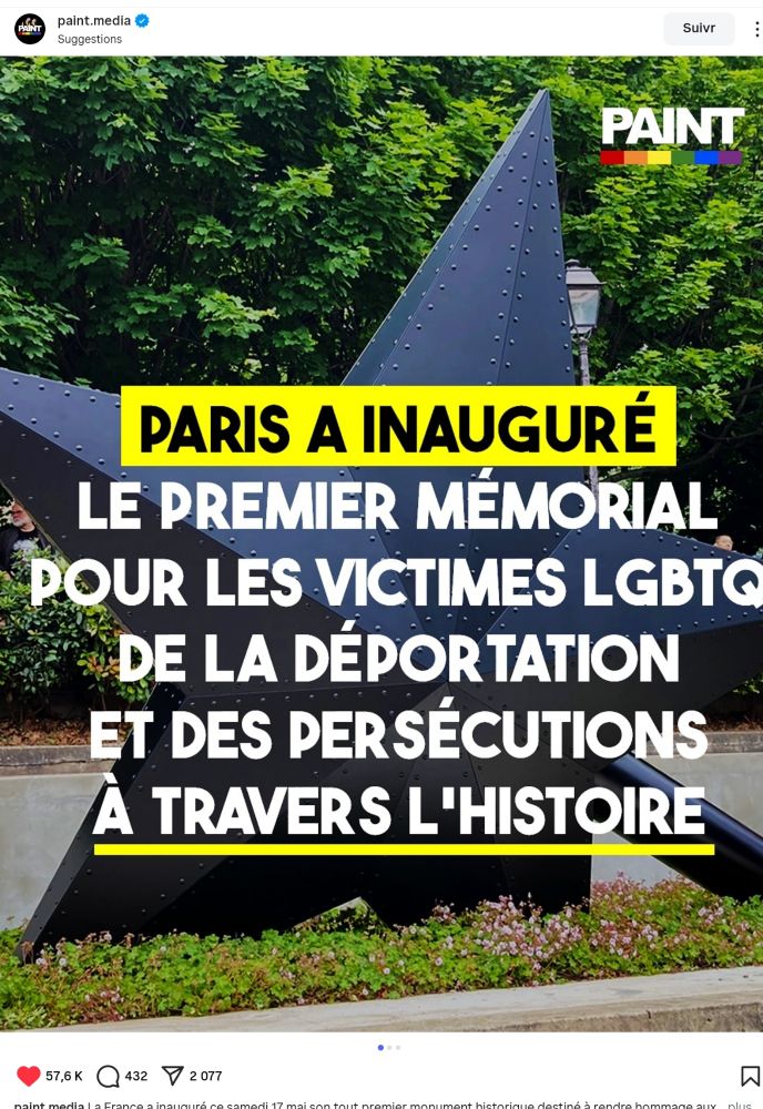 ,In Paris, the first Memorial fo LGBTQ victims of deportation and persecutions through History .