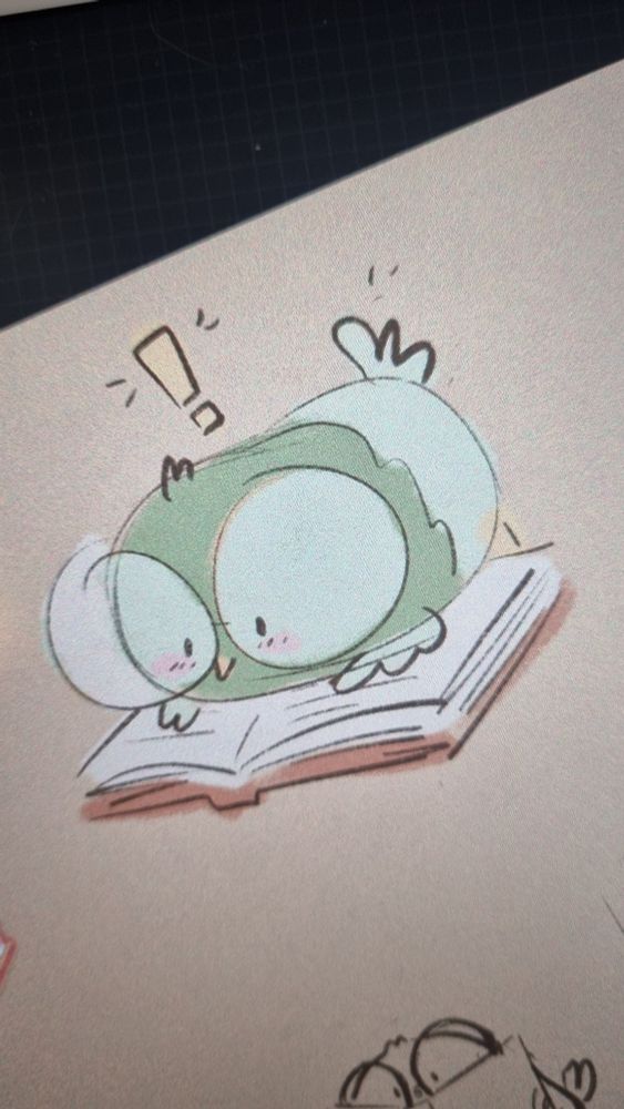 A digital sketch of a pigeonwith big glasses reading a book