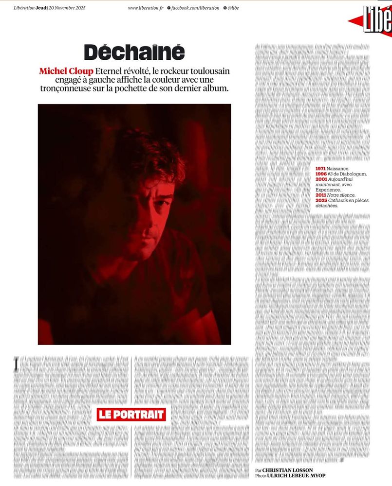 Portrait de Michel Cloup dans Libération. 
