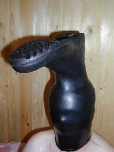 Rubber boot on someone's head