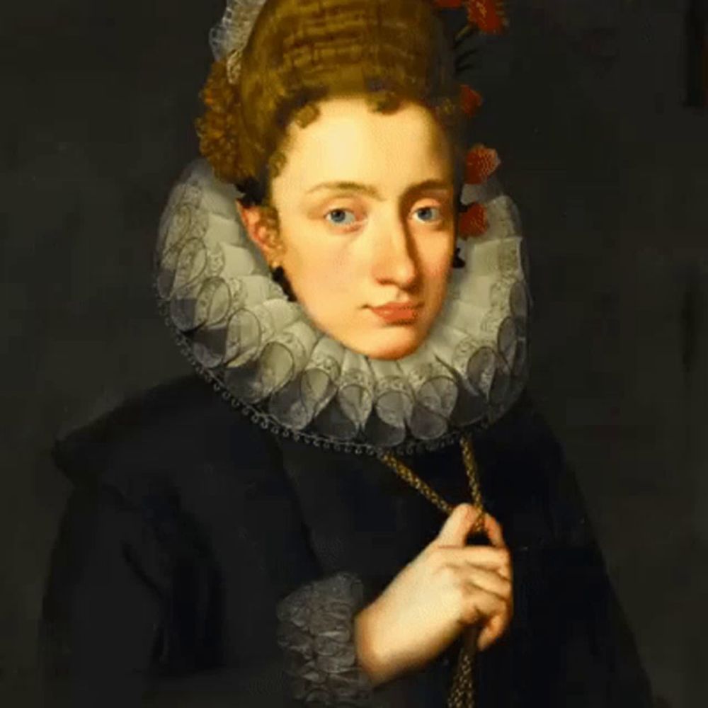 a painting of a woman wearing a ruff and a black dress