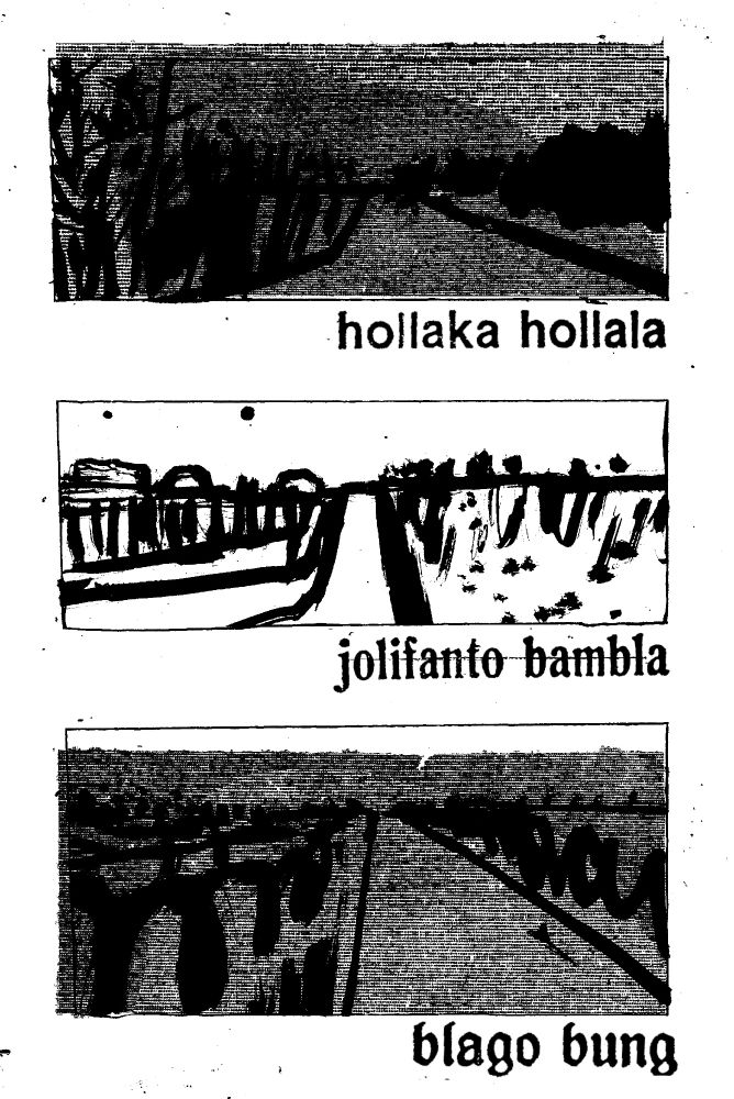small hours
big time 

Lincolnshire night walk
back lanes in flat land 

no stars so recite Dadaist poetry
hollaka hollala jolifanto bambla blago bung*

*with thanks to out friend, Hugo Ball circa 1917