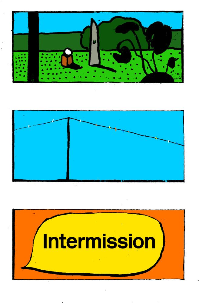 garden's looking good 
lime green grass / lumps of flint n shadows

the washing line with pegs of all colours 
it's hot but not unpleasant

there now follows an intermission
no drawings for a couple of days

( got visitors! )