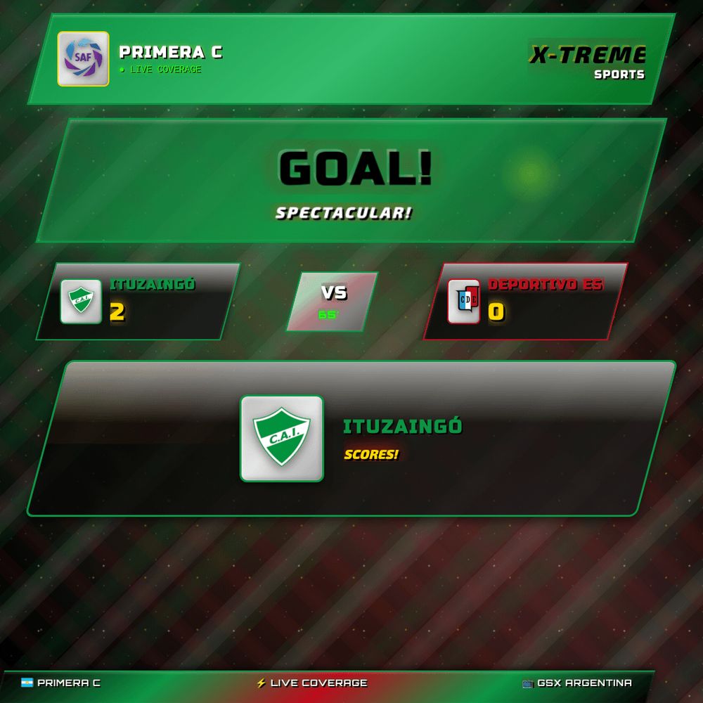 GOAL! 65' — Ituzaingó. Ituzaingó 2–0 Deportivo Español. Primera C

#ituzaingo #deportivoespanol