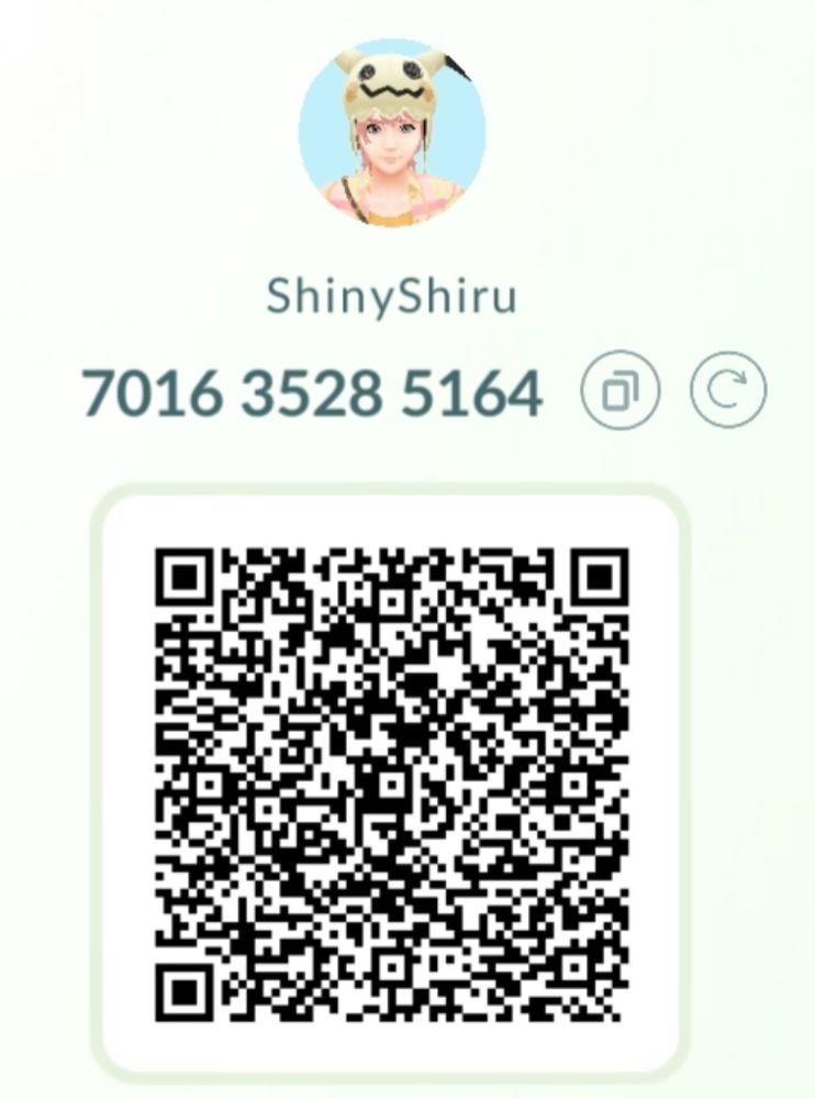 My Pokémon GO friend code and QR code. The numeric code is 7016 3528 5164.