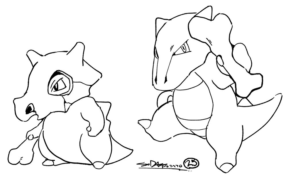 Cubone line, drawn in their sprite poses.