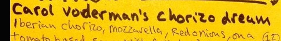 A menu item called "Carol Vorderman's Chorizo Dream"
