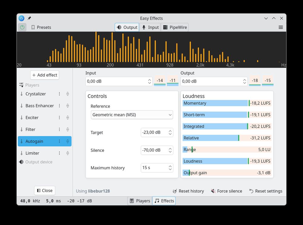 Screenshot of easy effect which was recently ported to Kirigami