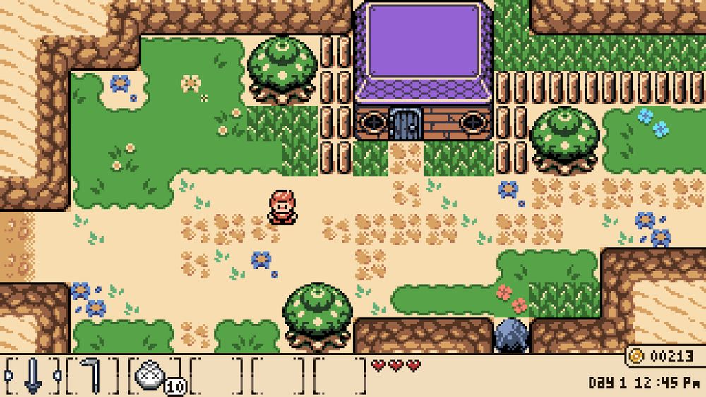 pixel art mockup for farming adventure game