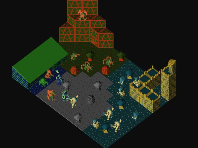 Four Sides with only Two Colors. Two of the Four are the Typical Fantasy settings side, one with Monsters and another with Knights, but one is the Modern Sci-Fi settings, who actually aligned with the Monsters since the Knights decide to pick on the Modern Sci-Fi Side. Currently, the Space Marine in Sleek armor is using his Laser Sword to clash against the Knight wielding the 'Dragon Slayer' Sword. If any other Knights, Rogues, or Mages tries to sneak into the House, the Marine has Automated Defense Turrets to shoot pulse lasers.