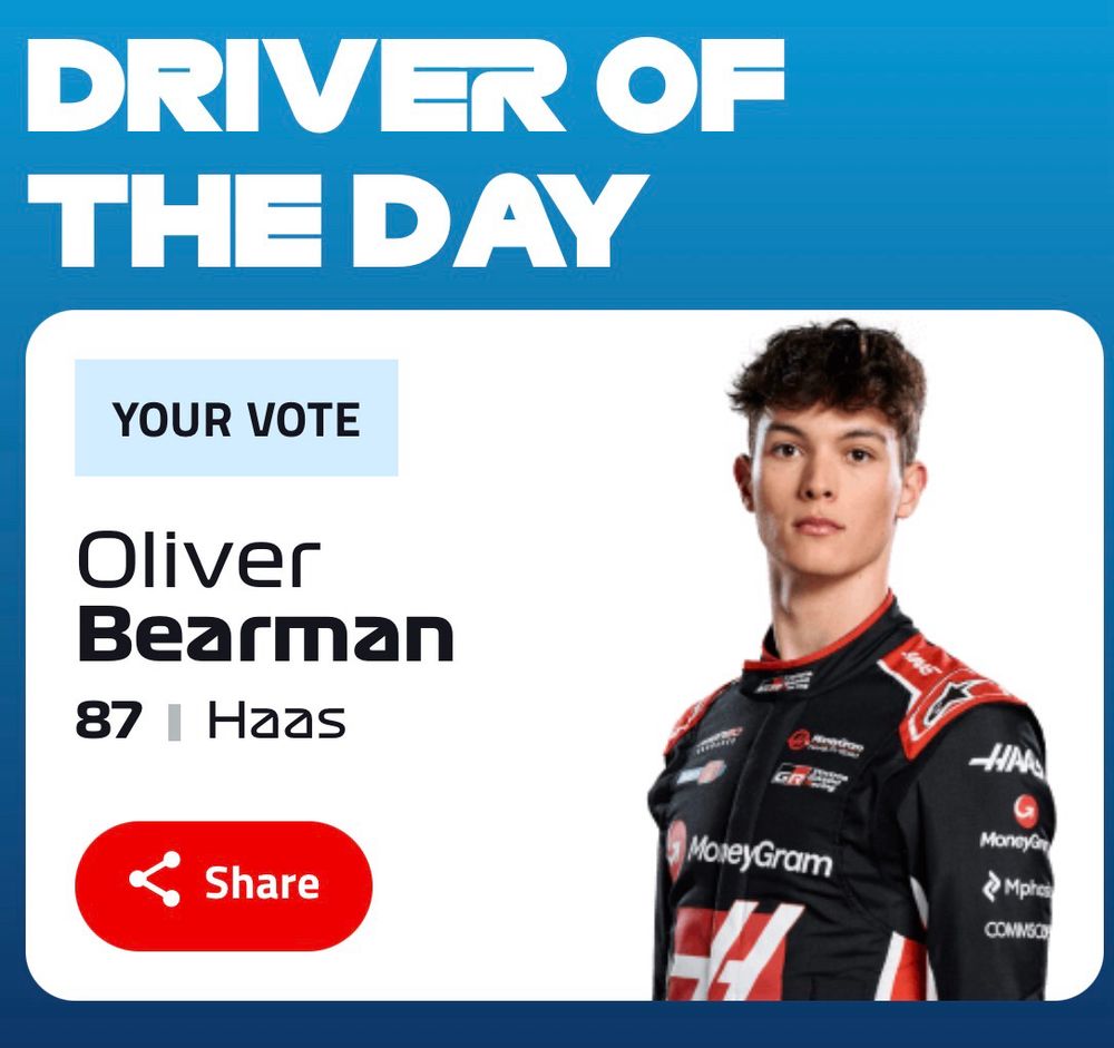 driver of the day vote: oliver bearman