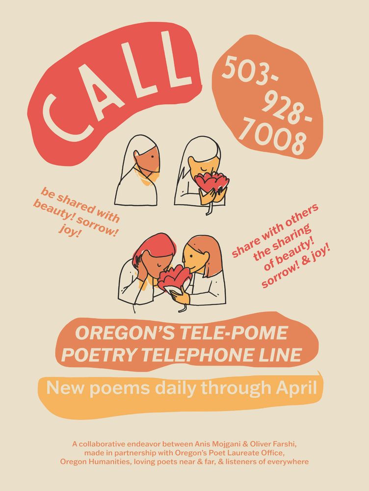 Flyer for the Oregon Poetry Telephone Line — new poems daily through April