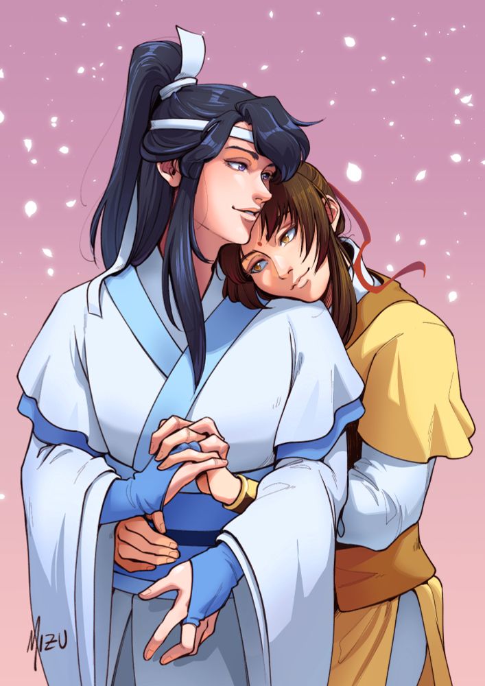 Boy in yellow holding boy in white from behind, resting his head on his shoulder