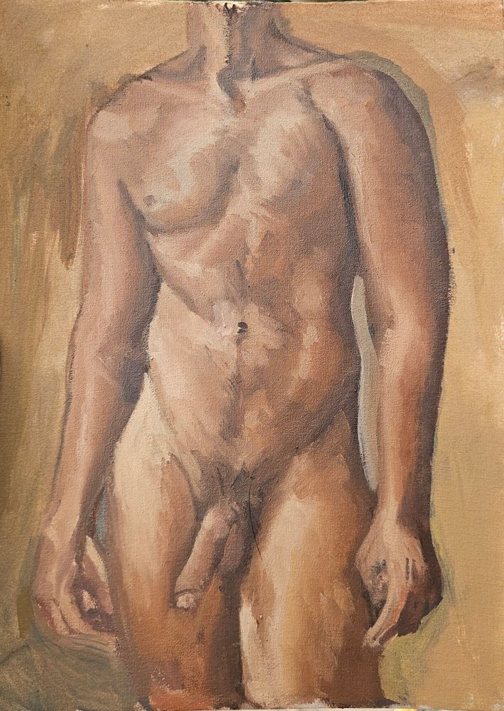Painting of a nude male standing