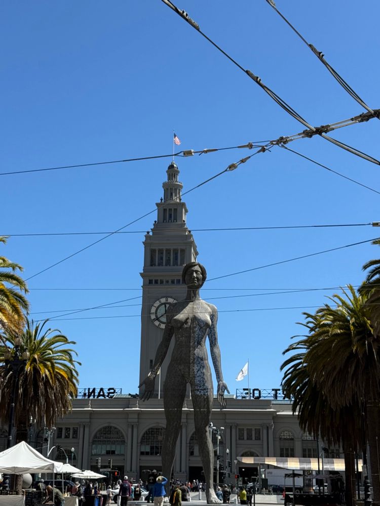 Statue of woman in front of the Ferry Building 