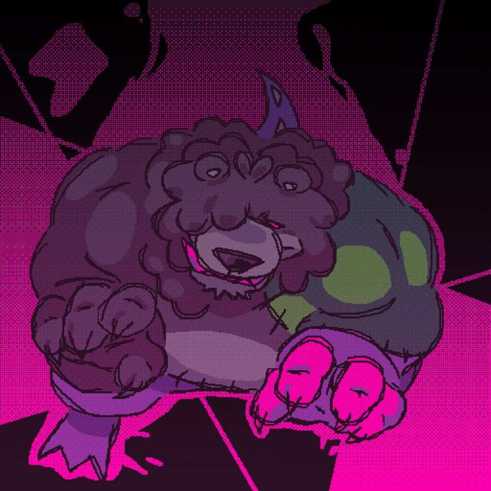 My stitchbear, Spludge, walking forwards at an overhead camera angle.