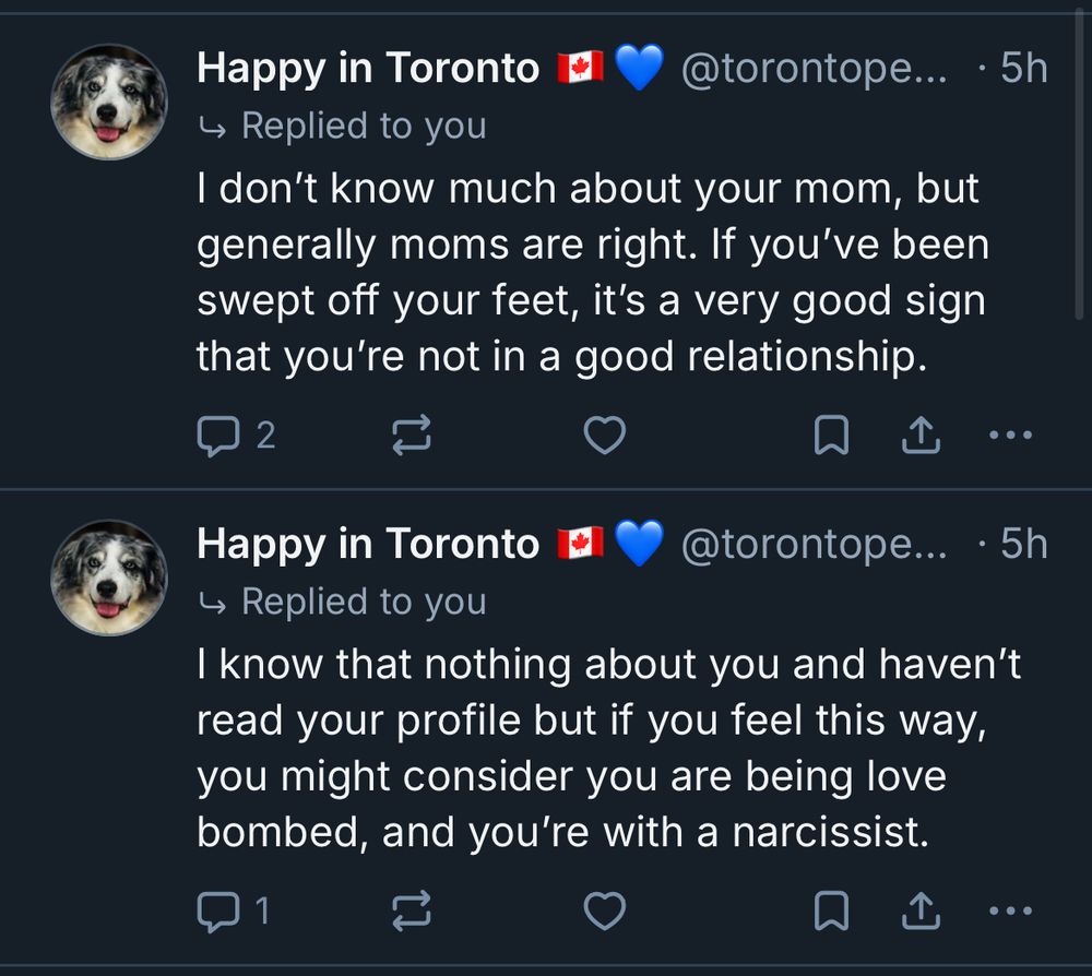 Two tweets accusing me of dating a narcissist and saying my mom is