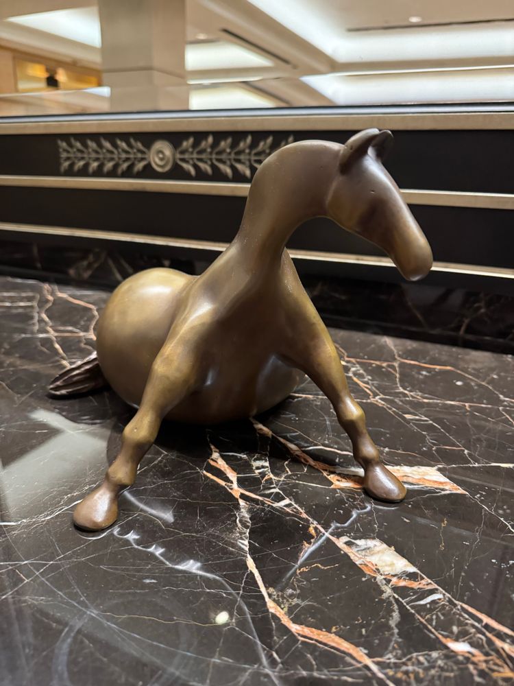 Brass horse statuette forward-facing

