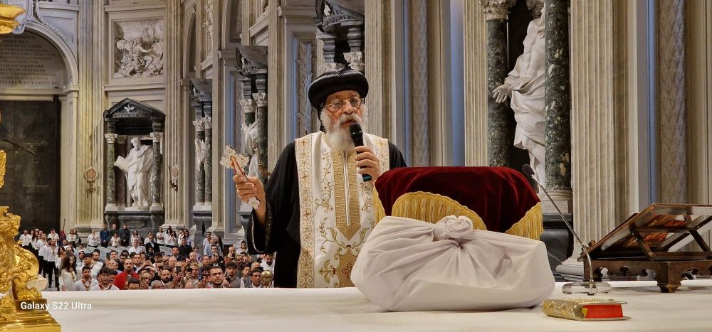 Pope Tawadros II offering liturgy at St John Lateran