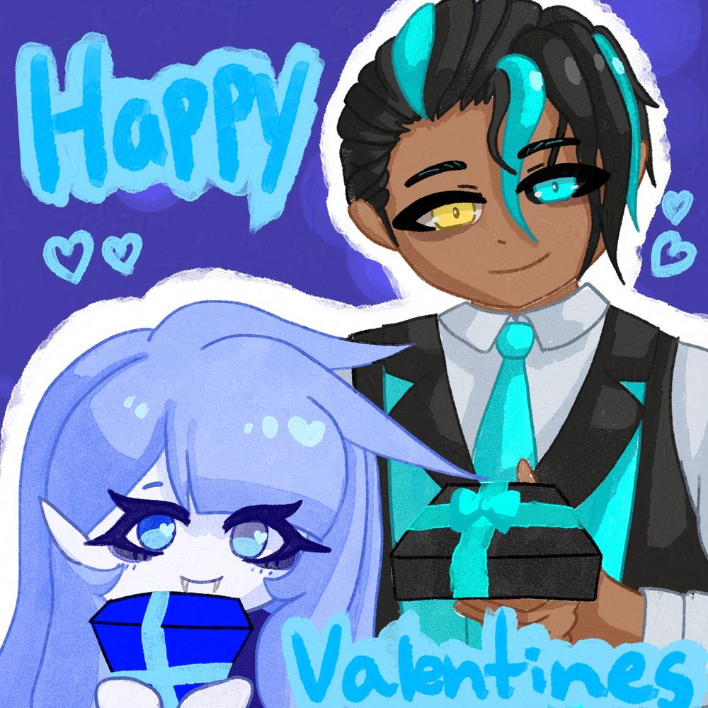 "Happy Valentine's"
Art of LoomingBlue & DrSle3py together, handing the viewer boxed valentines sweets!