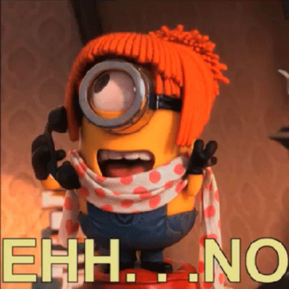 a picture of a minion with a scarf around his neck that says ehh.no