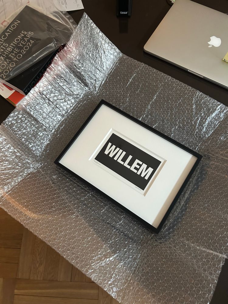 Rectangular, framed print that reads “Willem”