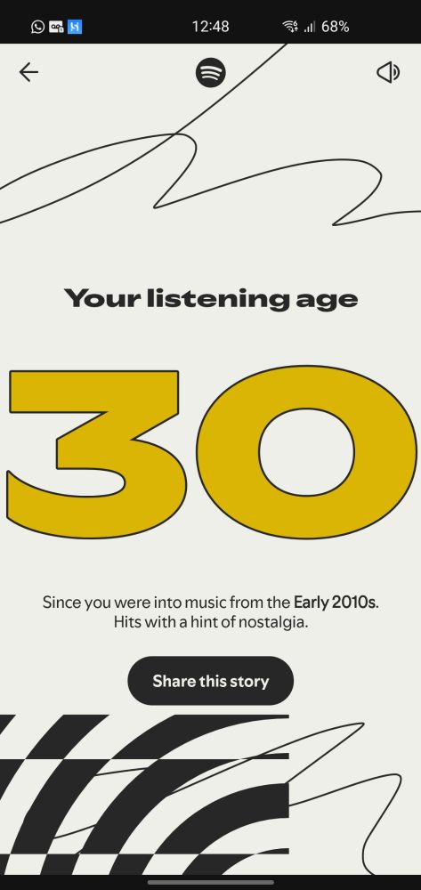 Print retrospectiva Spotify, "Your listening age 30"