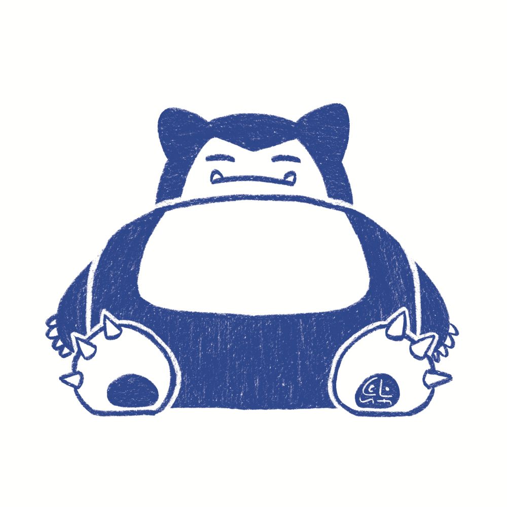 desenho do pokémon Snorlax em azul. 