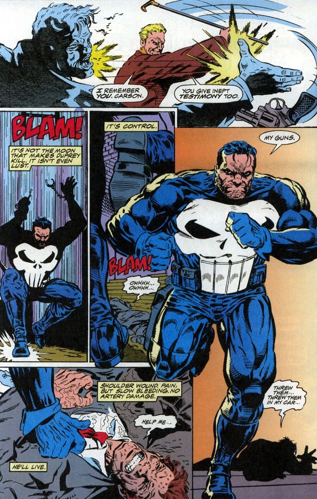The Punisher: War Zone Vol. 1, issue #40 "Dark Judgement, #03" (1992-1995), written by Steven Grant, illustrated by John Hebert.
