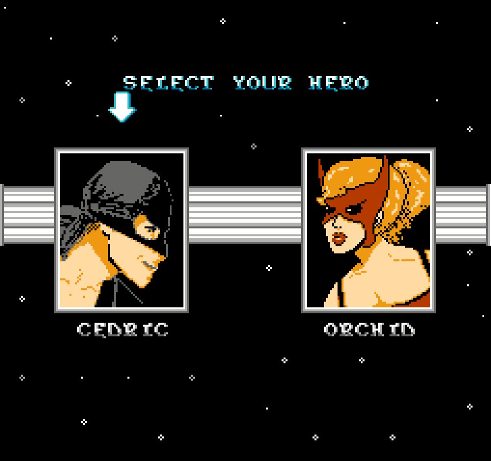 Character selection screen for The Storied Sword (NES, 2024)