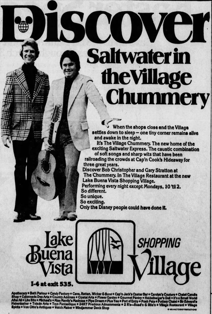 Ad for the Chummery at Lake Buena Vista
