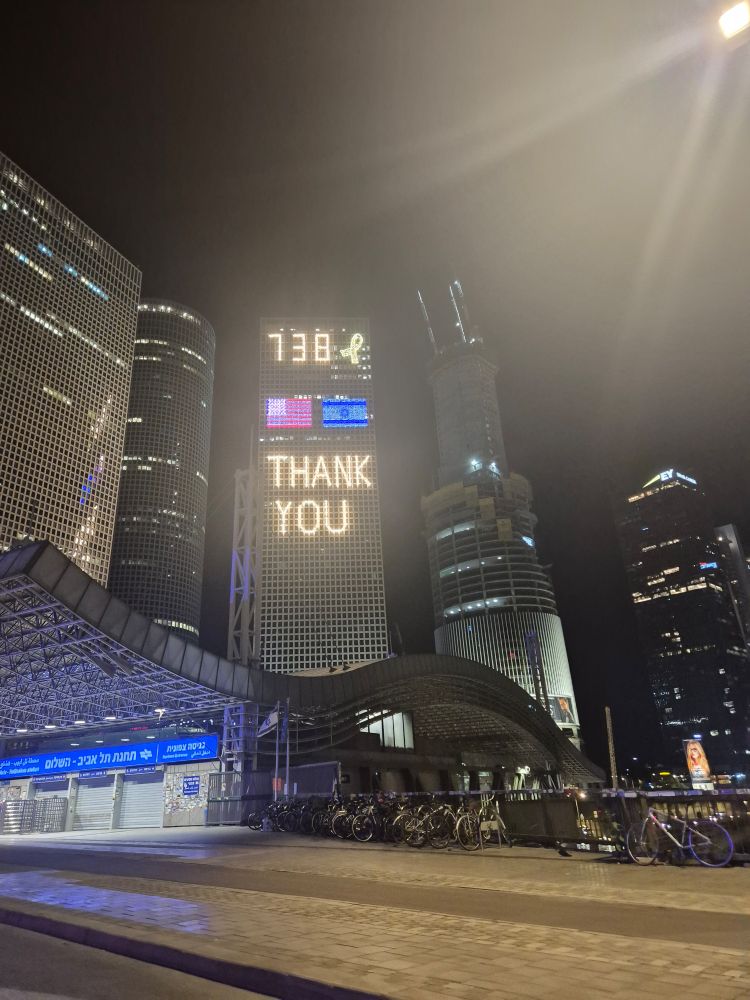 Day 738 counter on a skyscraper along with US/IL flag + THANK YOU 