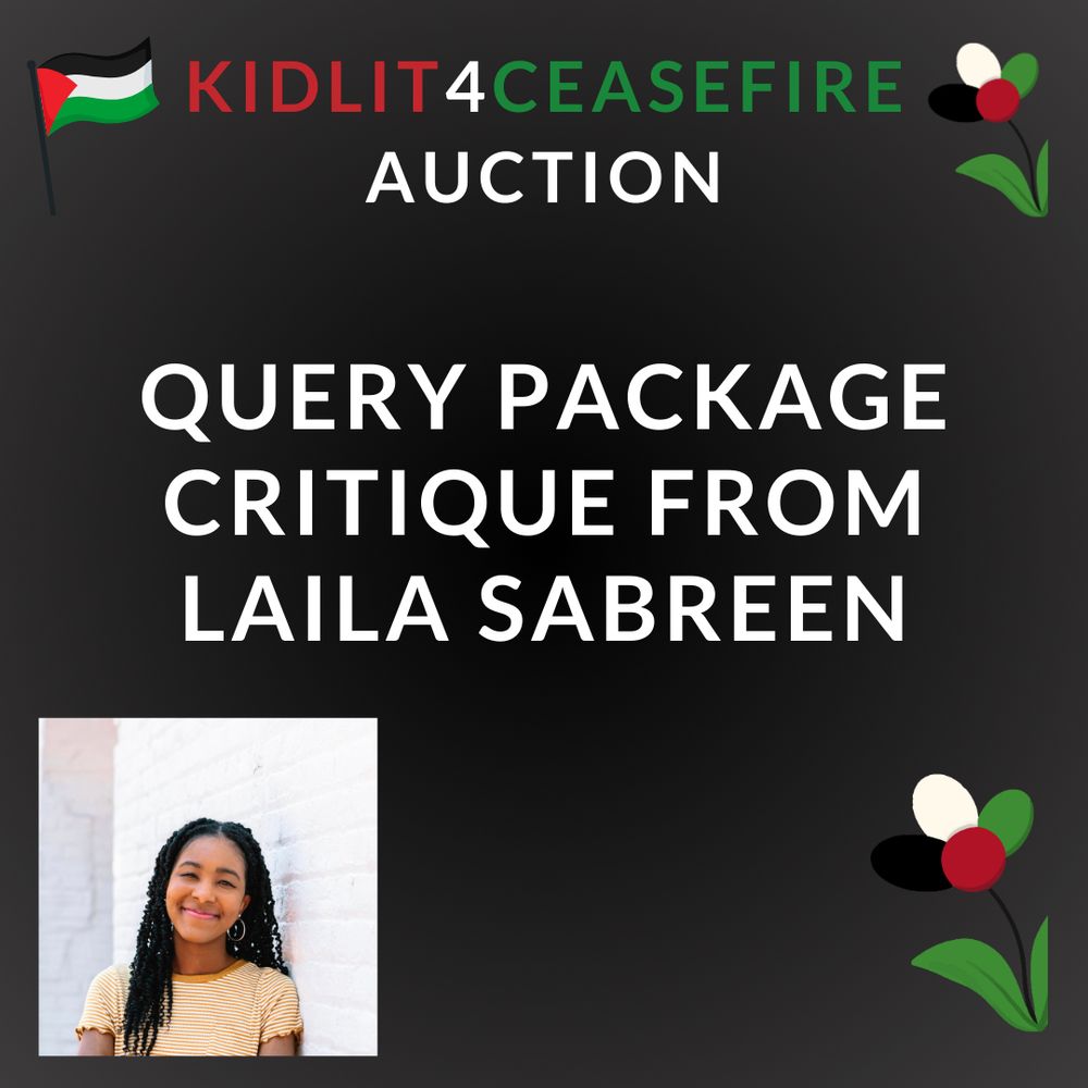 The text reads “Kidlit4Ceasefire Auction - Query Package from Laila Sabreen”